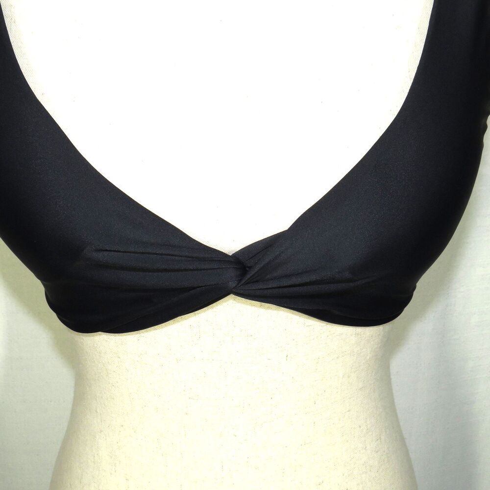 Halara Black Deep V Twist Front Padded Bikini Swim Top Size Small - Picture 9 of 10